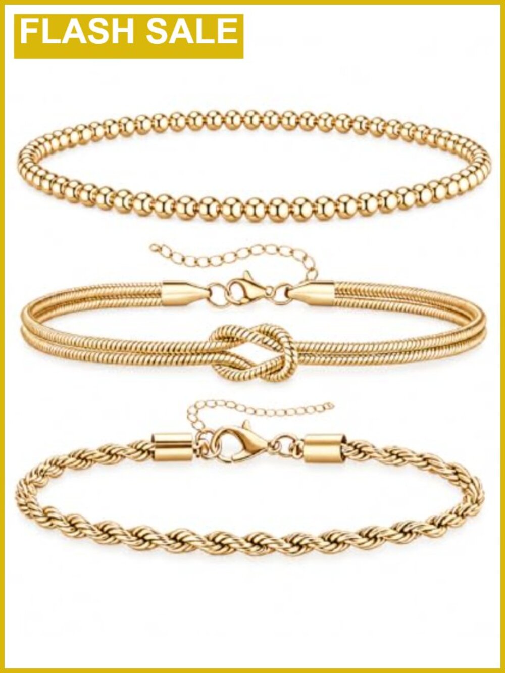 Stainless Steel Layered Chain Bracelet Stack Non Tarnish